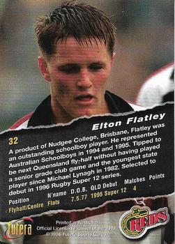 1996 Futera Rugby Union #32 Elton Flatley Back